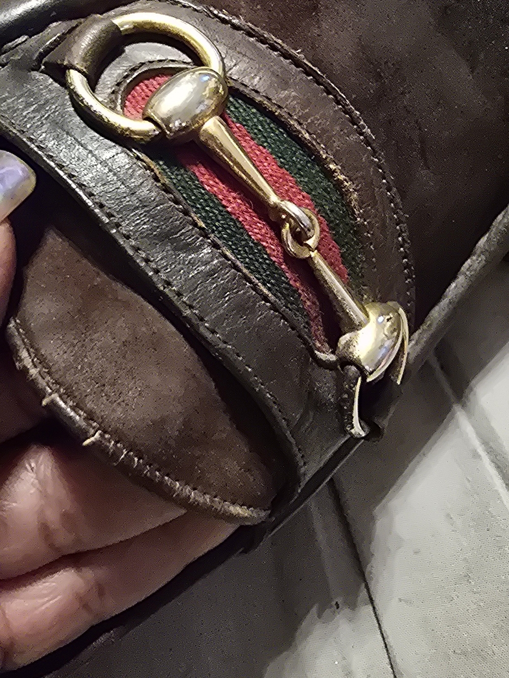 Gucci Brown Leather Horsebit Loafer with Green-Red Web
